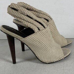 Elizabeth and James White Open-Toe Slingback Stiletto Heels | Size 6.5B